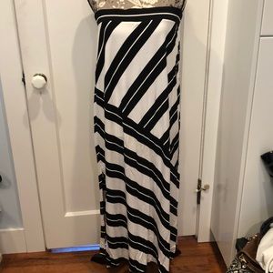 Black and White Stripe Maxi Skirt
